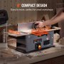 VEVOR Spiral Benchtop Jointer, 6 in, 1.5HP 10000 RPM Bench Top Wood Jointer, with 14-Blade Spiral Cutterhead 0-1/8'' Adjustable Depth 6.1x27.6'' Table, Portable Woodworking Jointer for All Wood Types