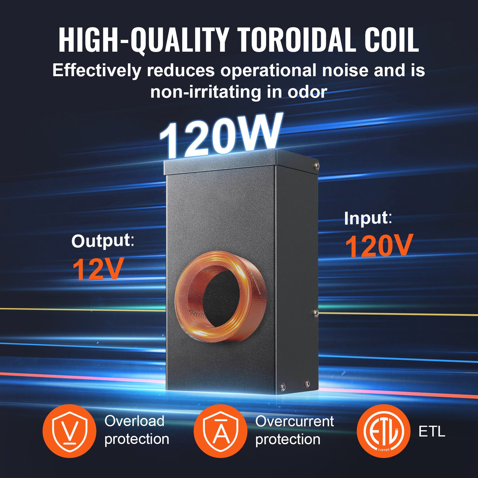 VEVOR 120W Low Voltage Landscape Transformer with Timer and Photocell Sensor, Waterproof Landscape Lighting Transformer, 120V AC to 12V AC for Outdoor, Spotlight, Pathway Light, Pool light, ETL