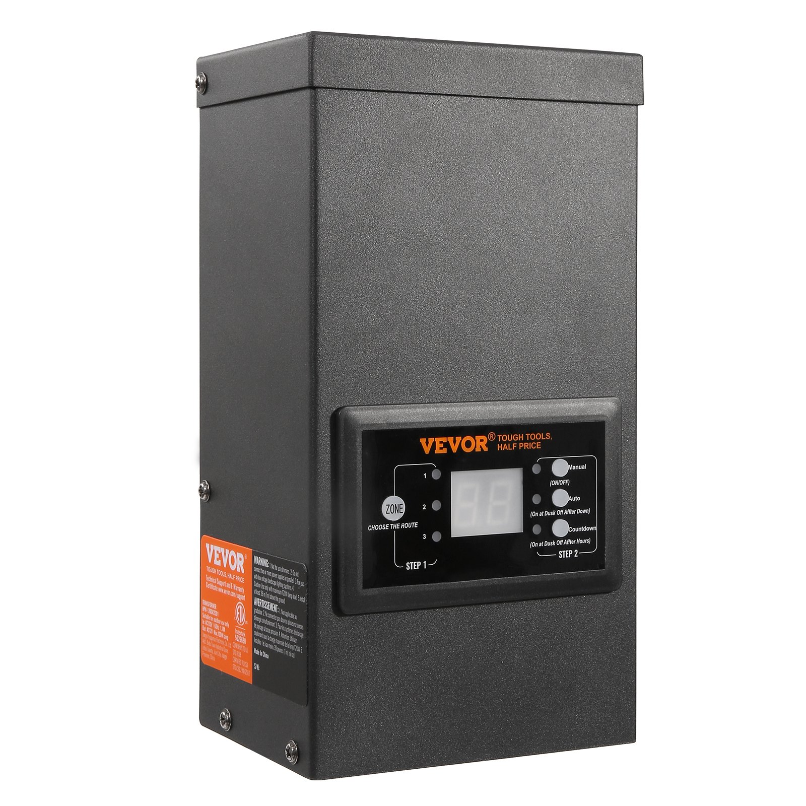 VEVOR 120W Low Voltage Landscape Transformer with Timer and Photocell Sensor, Waterproof Landscape Lighting Transformer, 120V AC to 12V AC for Outdoor, Spotlight, Pathway Light, Pool light, ETL