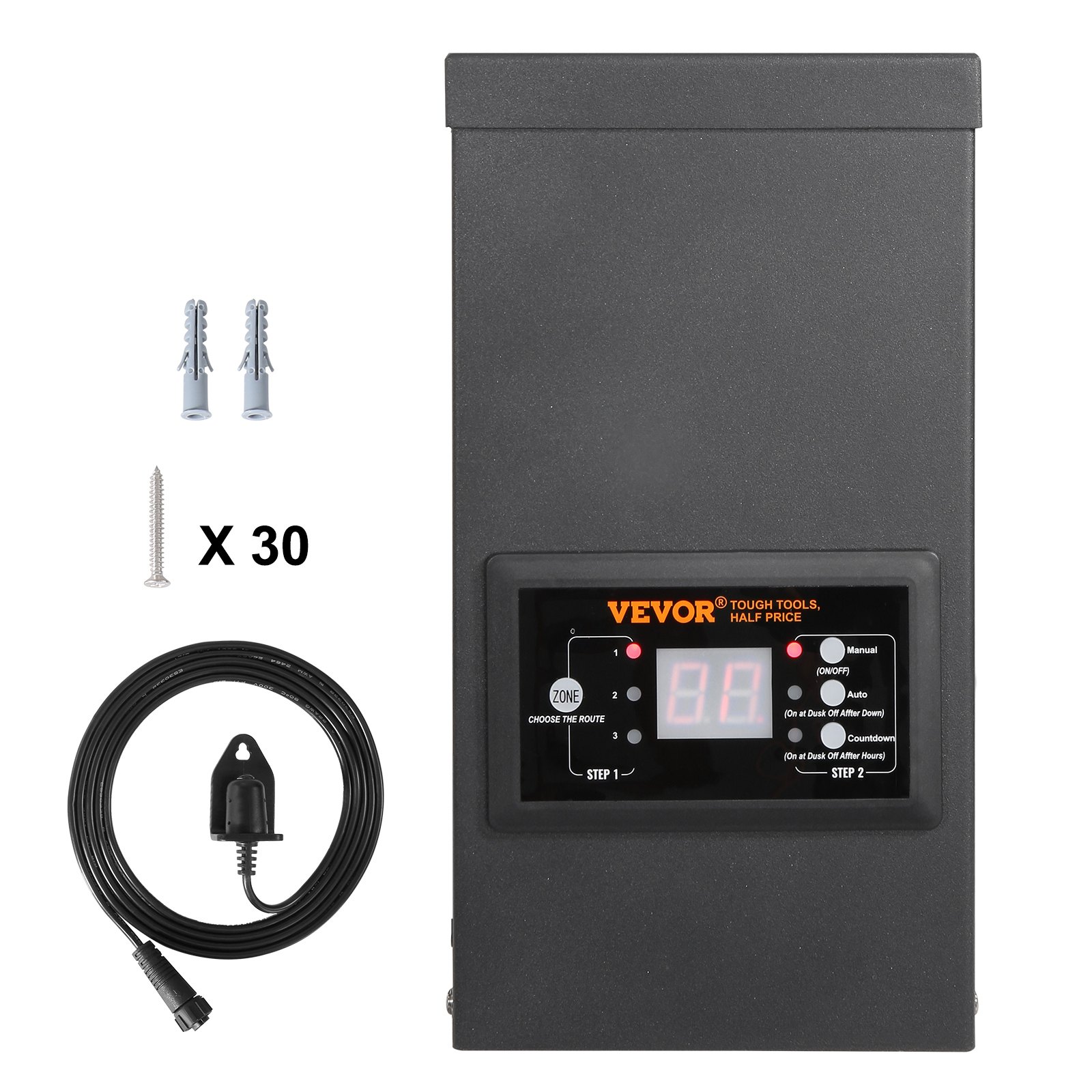 VEVOR 120W Low Voltage Landscape Transformer with Timer and Photocell Sensor, Waterproof Landscape Lighting Transformer, 120V AC to 12V AC for Outdoor, Spotlight, Pathway Light, Pool light, ETL