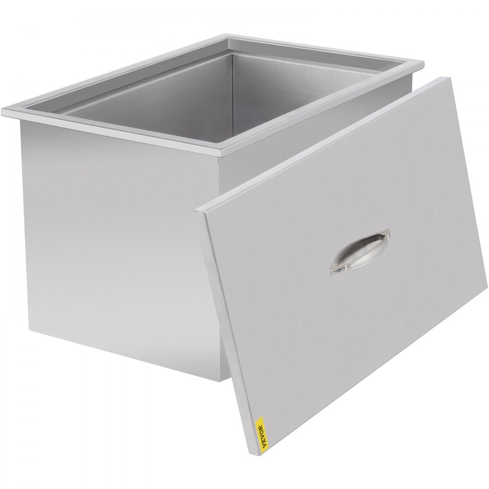 VEVOR ice chest with removable stainless steel lid and smooth finish.
