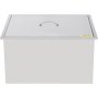 stainless steel VEVOR ice chest with a handle on the lid.
