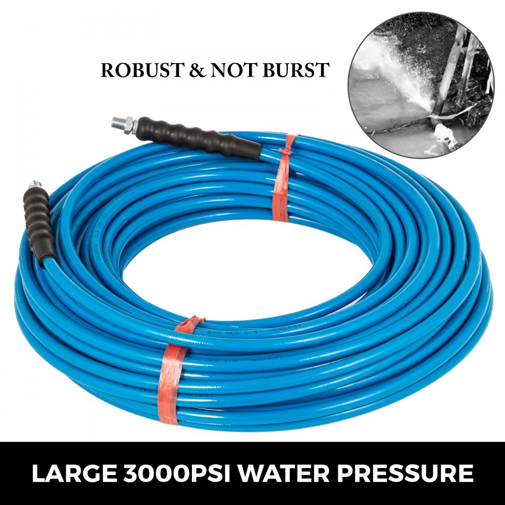 1/4" 150ft Pressure Washer Hose 3000psi Connector Durable Carpet Solution Hose