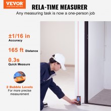 VEVOR Laser Measure, 165 ft, ±1/16'' Accuracy Laser Distance Measure with 2 Bubble Levels, ft/m/in/ft+in Unit, 2'' Backlit LCD Screen Laser Meter, Pythagorean Mode, Measure Distance, Area and Volume