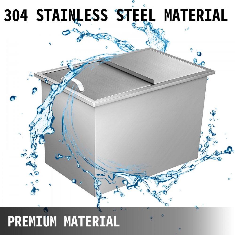 Drop In Ice Chest Cooler Stainless Steel W/ Push-Pull Cover