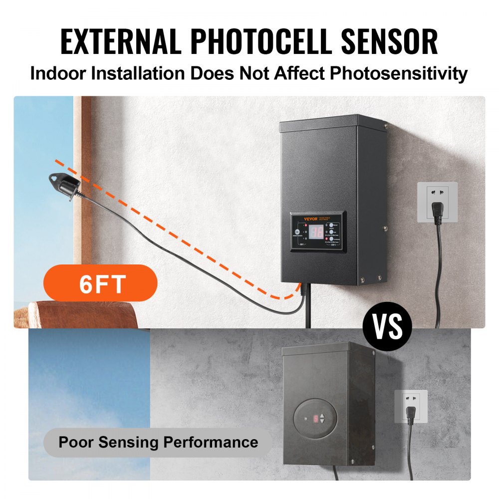 VEVOR 200W Low Voltage Landscape Transformer with Timer and Photocell Sensor, Waterproof Landscape Lighting Transformer, 120V AC to 12V/14V AC for Outdoor, Spotlight, Pathway Light, Pool light, ETL