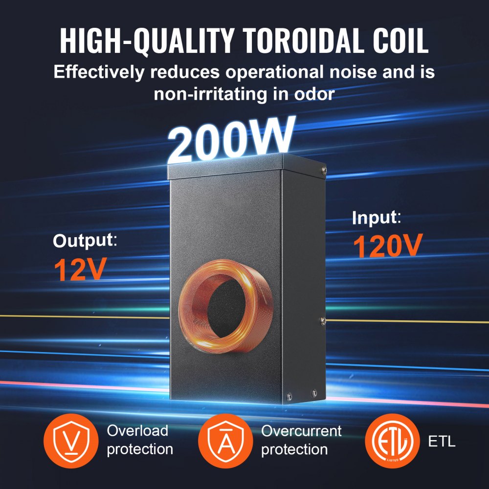 VEVOR 200W Low Voltage Landscape Transformer with Timer and Photocell Sensor, Waterproof Landscape Lighting Transformer, 120V AC to 12V/14V AC for Outdoor, Spotlight, Pathway Light, Pool light, ETL