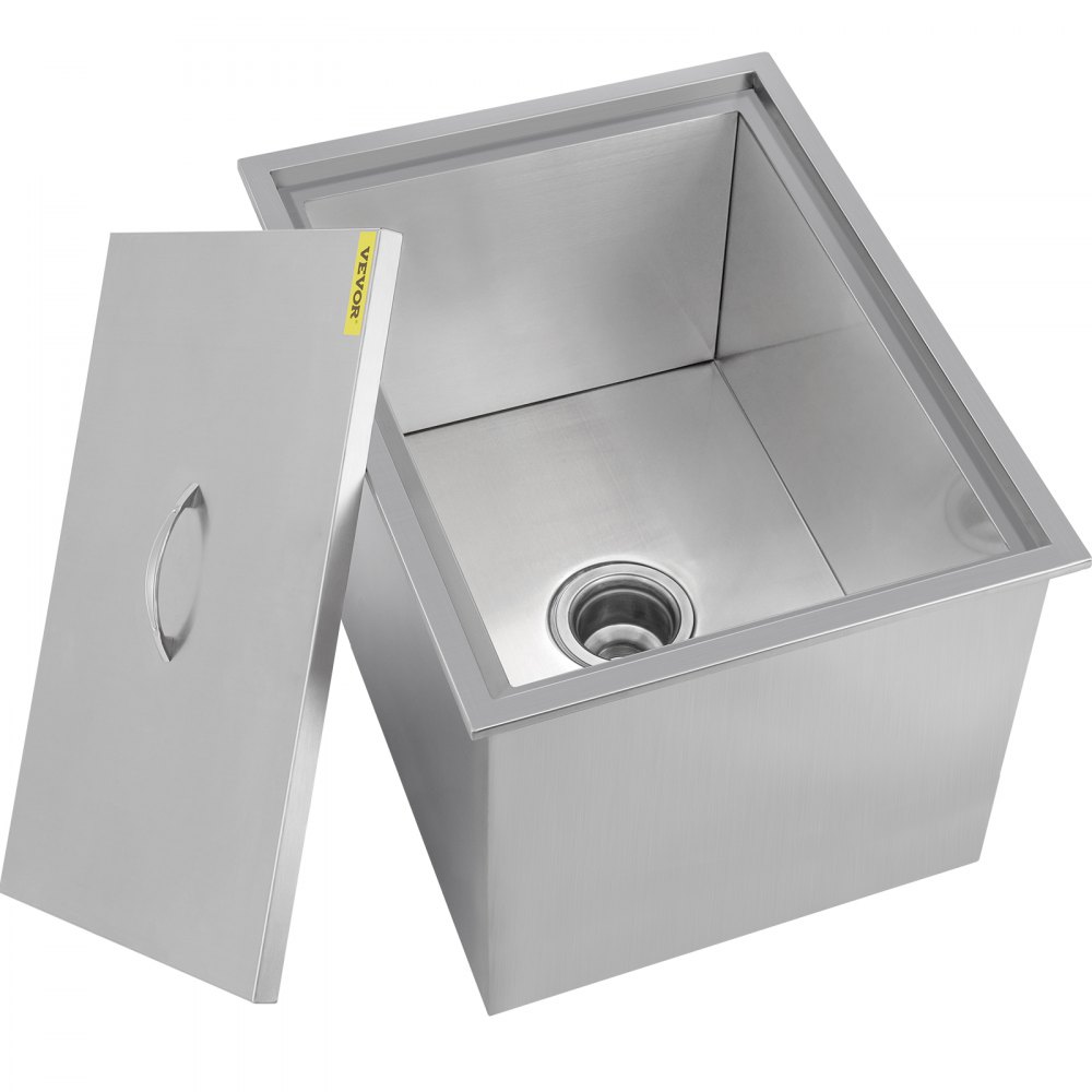 Minneer Stainless Steel Drop-in Ice Chest 18L x 12W x 14.5H, Commercial  Ice Bin Sink Bar Ice Bucket with Lid Includes Drain Hose and Drain Plug for