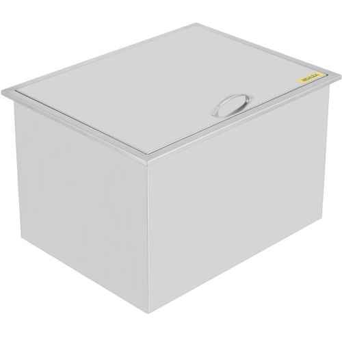 VEVOR Drop in Ice Chest 22''L x 17''W x 12''H with Cover 304 Stainless Steel Drop in Cooler Included Drain-pipe and Drain Plug Drop in Ice Bin for Cold Wine Beer