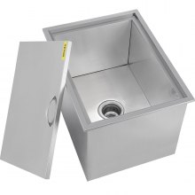 VEVOR Drop in Ice Chest 22\'\'L x 17\'\'W x 12\'\'H with Cover 304 Stainless Steel Drop in Cooler Included Drain-pipe and Drain Plug Drop in Ice Bin for Cold Wine Beer