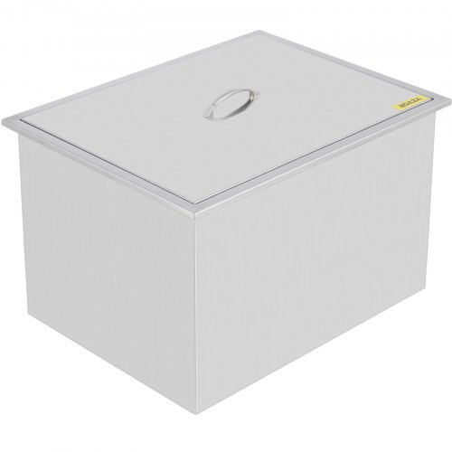 VEVOR Drop in Ice Chest 23''L x 17''W x 12''H with Cover 304 Stainless Steel Drop in Cooler Included Drain-Pipe and Drain Plug Drop in Ice Bin for Cold Wine Beer