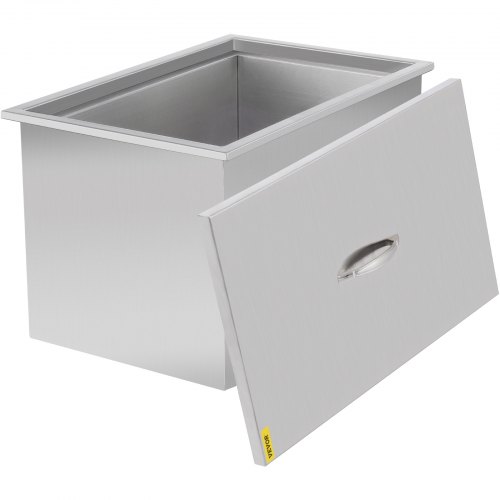 VEVOR Drop in Ice Chest 23''L x 17''W x 12''H with Cover 304 Stainless Steel Drop in Cooler Included Drain-Pipe and Drain Plug Drop in Ice Bin for Cold Wine Beer