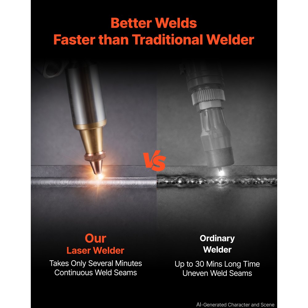 VEVOR 2000W 4-in-1 Laser Welder, Cutter, Rust Remover & Weld Cleaner, Multi-Functional Laser Welding Cutting Machine with Complete Accessories & Water Cooling for Workshops, 198–242V Single-Phase