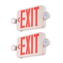 VEVOR LED Exit Sign with Emergency Lights, Two LED Adjustable Heads Emergency Exit Light with Battery Backup, Combo Red Letter Fire Exit Lighting, Commercial Exit Signs Tested to UL Standards