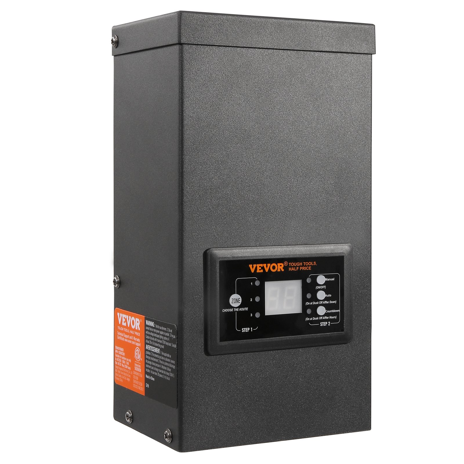 VEVOR 300W Low Voltage Landscape Transformer with Timer and Photocell Sensor, Waterproof Landscape Lighting Transformer, 120V AC to 12V/14V AC for Outdoor, Spotlight, Pathway Light, Pool light, ETL