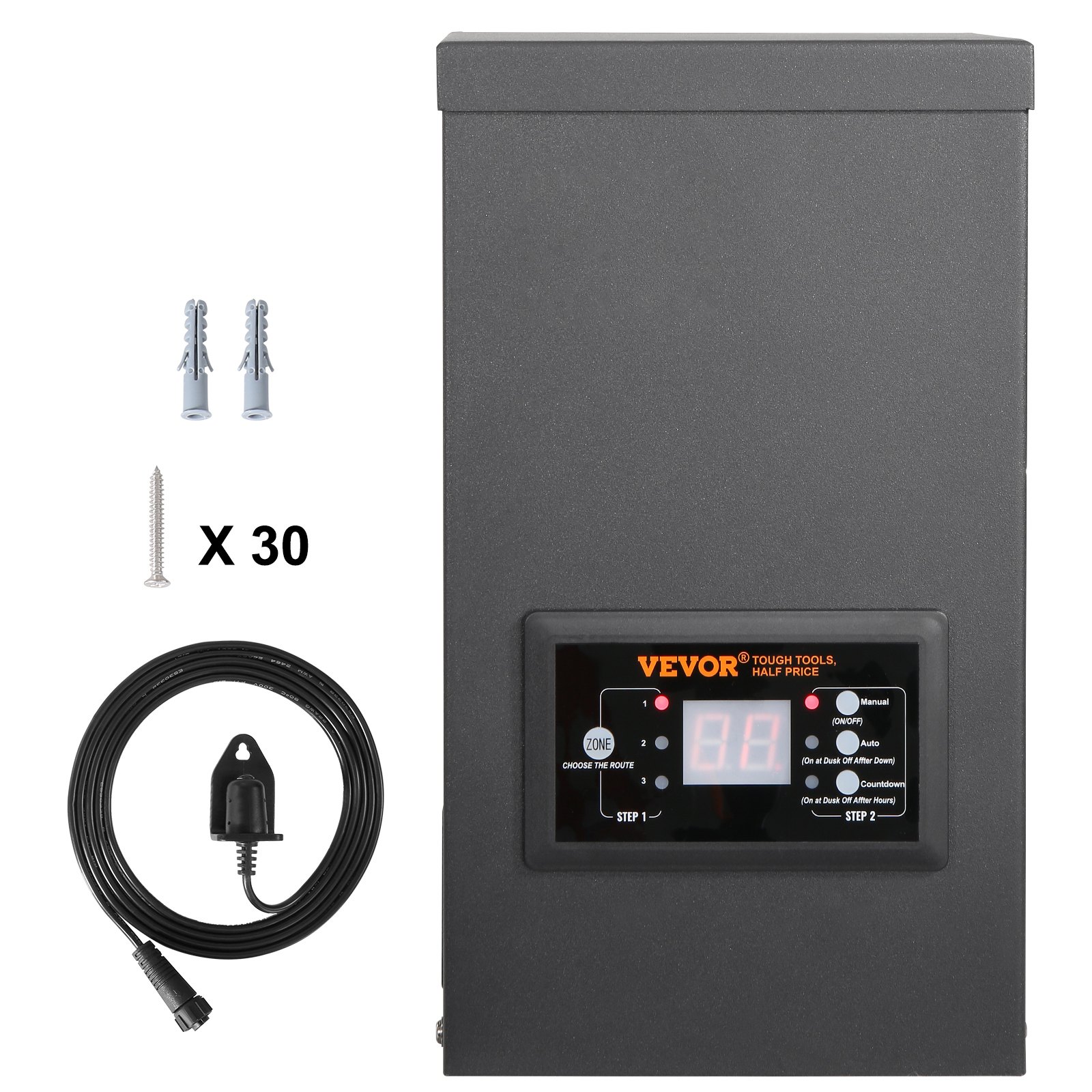 VEVOR 300W Low Voltage Landscape Transformer with Timer and Photocell Sensor, Waterproof Landscape Lighting Transformer, 120V AC to 12V/14V AC for Outdoor, Spotlight, Pathway Light, Pool light, ETL