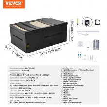 VEVOR Laser Engraver Enclosure 1228 x 800 x 500 mm Fireproof Protective Cover