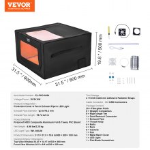 VEVOR Laser Engraver Enclosure 800 x 800 x 500 mm Fireproof Protective Cover