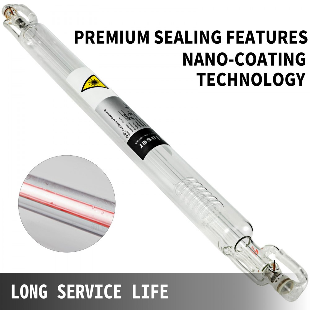 VEVOR Laser Tube 50W CO2 Laser Tube 800mm Glass Laser Tube Professional Imported German Schotter Special Coating Technology Tube Laser Cutting Tube for Laser Engraving Machine and Cutting Machine