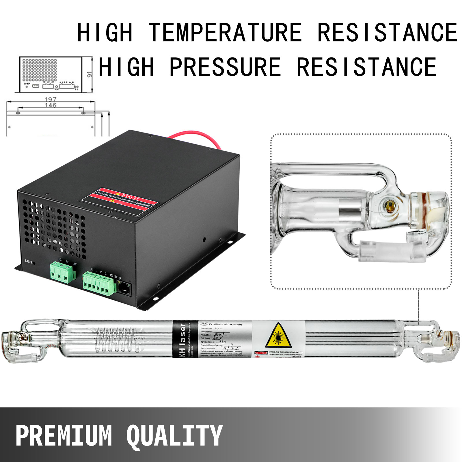 60w Co2 Laser Tube + 60w Laser Power Supply Laser Engraver Engraving Machine