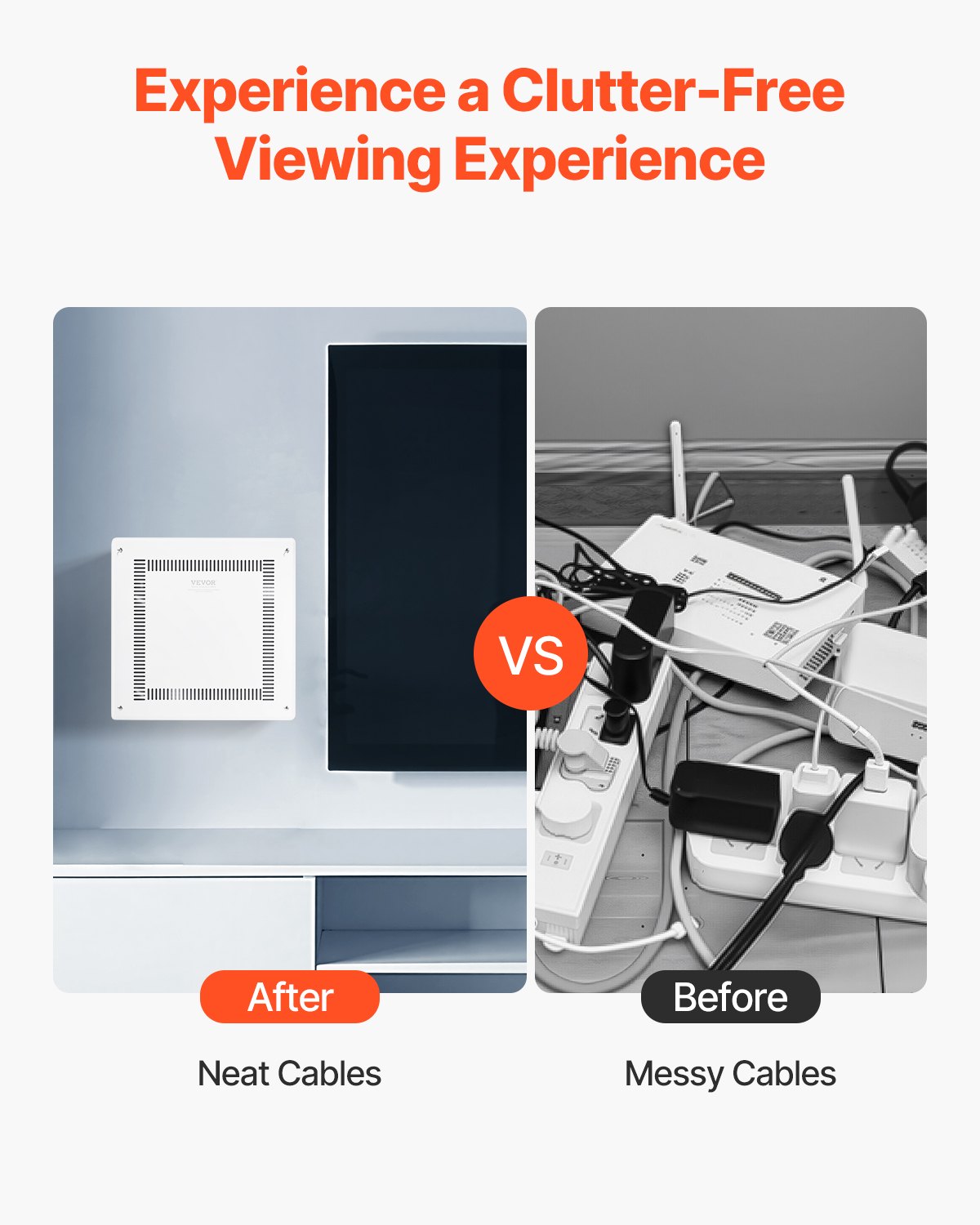 VEVOR Structured Media Enclosure, 14-Inch, Recessed in-Wall Media Box with Cover, Wall-Mount Cable Management Box Kit, Structured Wiring Multi-Media Cabinet, Cold-Rolled Steel, for TV Home Theater