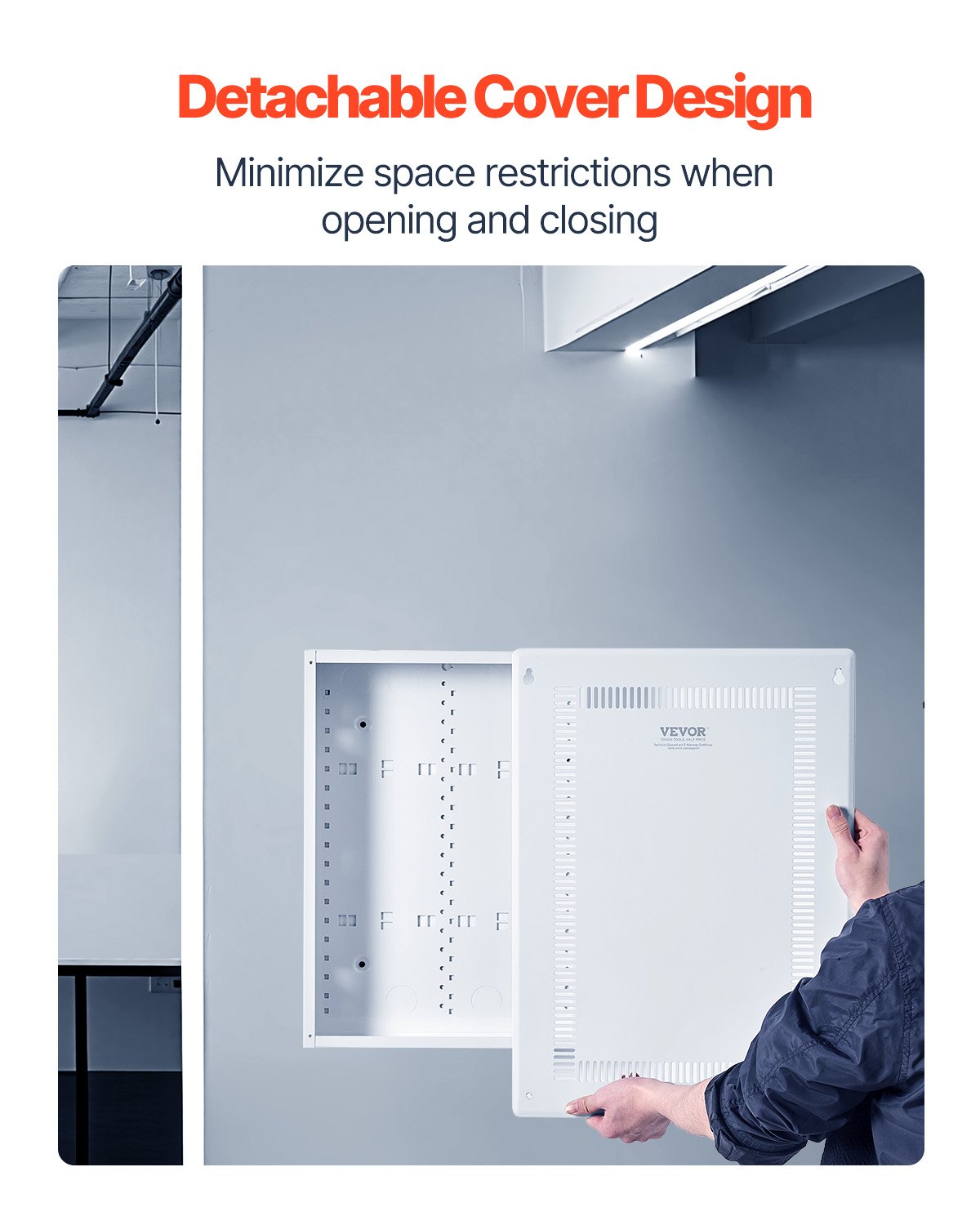 VEVOR Structured Media Enclosure, 20-Inch, Recessed in-Wall Media Box with Cover, Wall-Mount Cable Management Box Kit, Structured Wiring Multi-Media Cabinet, Cold-Rolled Steel, for TV Home Theater