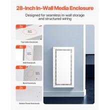 Structured Media Enclosure 28 in Recessed in-Wall TV Media Box with Cover