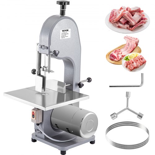VEVOR 110V Bone Saw Machine, 850W Frozen Meat Cutter, 1.12HP Butcher Bandsaw, Thickness Range 4-180mm, Max Cutting Height 200mm,Workbeach 14.5x15inch, Work Speed 15m/s, Equipped with 3 Sawing Blades
