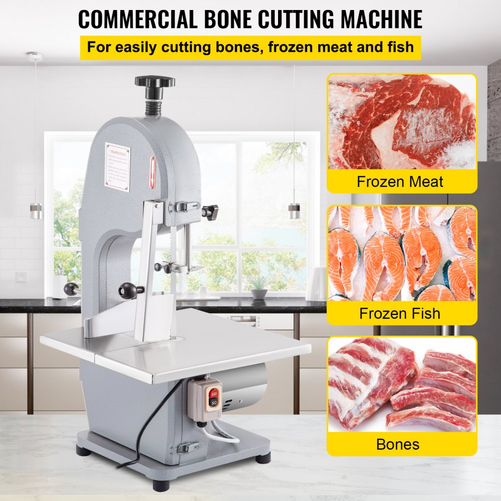 VEVOR Commercial Meat Bone Saw Machine 850W Cutting Speed 15m/s Worktop Meat Cutting Machine Cutting Thickness0.16"-7.09" Electric Bone Saw with Powerful Pure Copper Motor for Cutting Bone