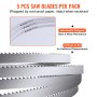VEVOR Band Saw Blade, 65x0.63x0.02 inch, 5 PCS/Pack Meat Bandsaw Blades for Replacement, Carbon Steel Blade, Meat Cutting Blade Wrapped by Rust-Proof Paper, Fit for Commercial Bone Saw Machines