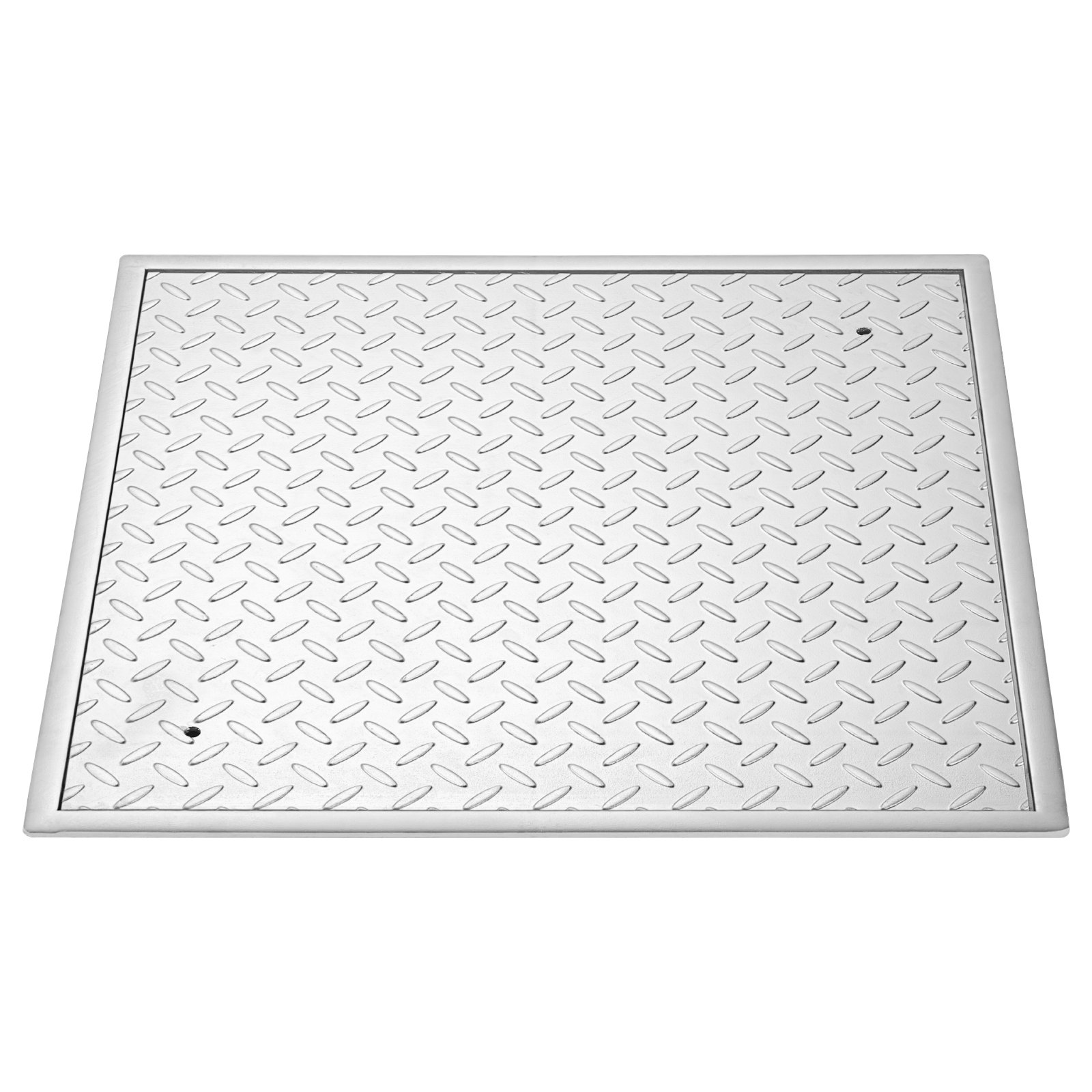 VEVOR Manhole Cover with Frame, 600 x 600mm Square Septic Tank Lid with Base, Heavy-Duty Slip-Resistant Carbon Steel Drain Channel Inspection Access Cover for Pavements Gardens