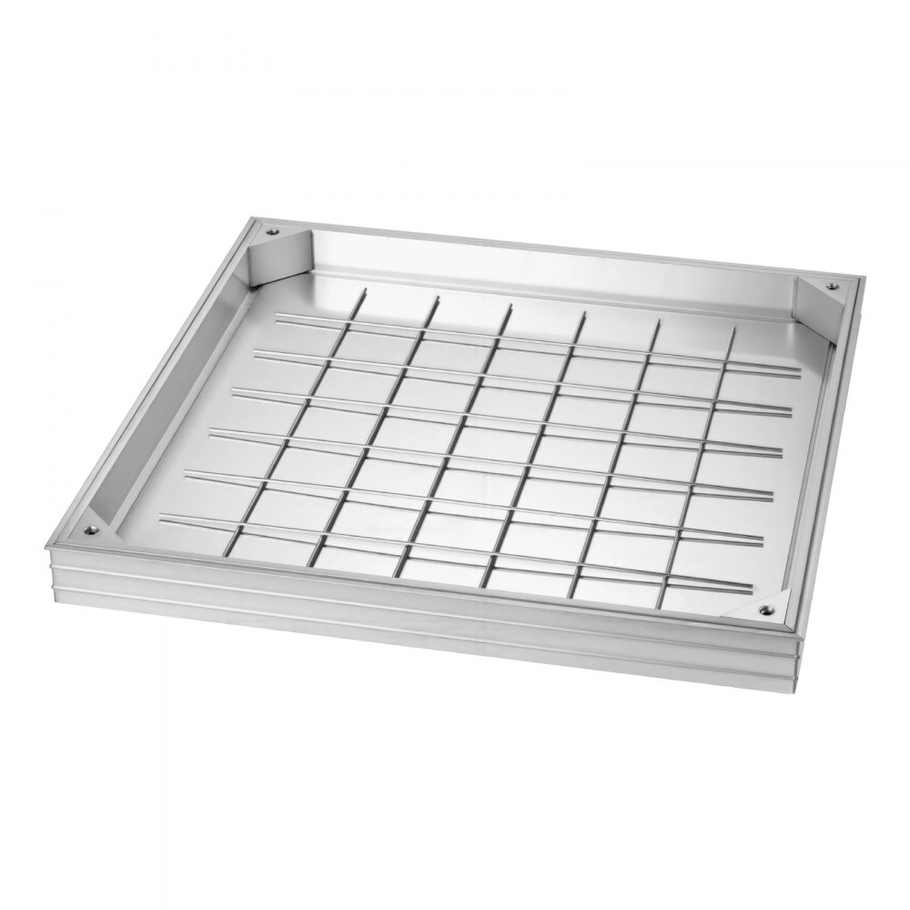 VEVOR Manhole Cover with Frame, 600 x 600mm Invisible Recessed Septic Tank Access Covers, Aluminum Alloy Embedded Drain Channel Inspection Cover for Pavements Gardens Patios