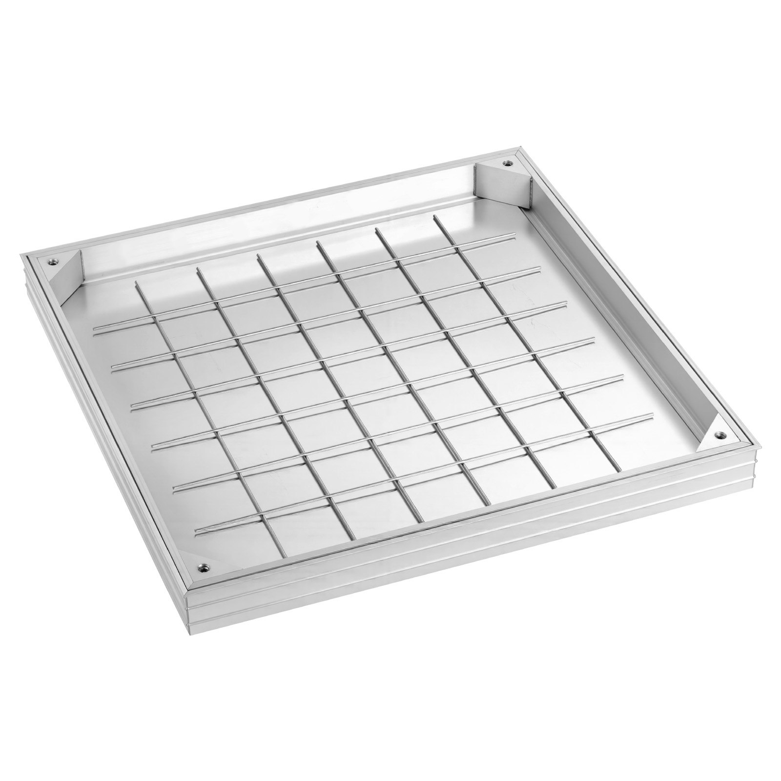 VEVOR Manhole Cover with Frame, 600 x 600mm Invisible Recessed Septic Tank Access Covers, Aluminum Alloy Embedded Drain Channel Inspection Cover for Pavements Gardens Patios