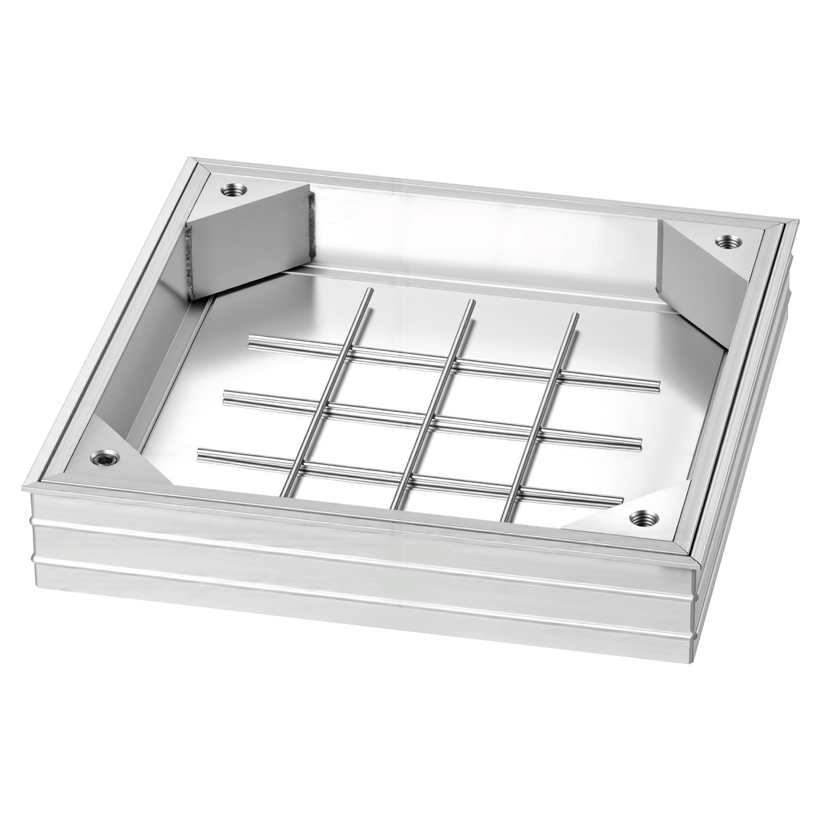 VEVOR Manhole Cover with Frame, 300 x 300mm Invisible Recessed Septic Tank Access Covers, Aluminum Alloy Embedded Drain Channel Inspection Cover for Pavements Gardens Patios