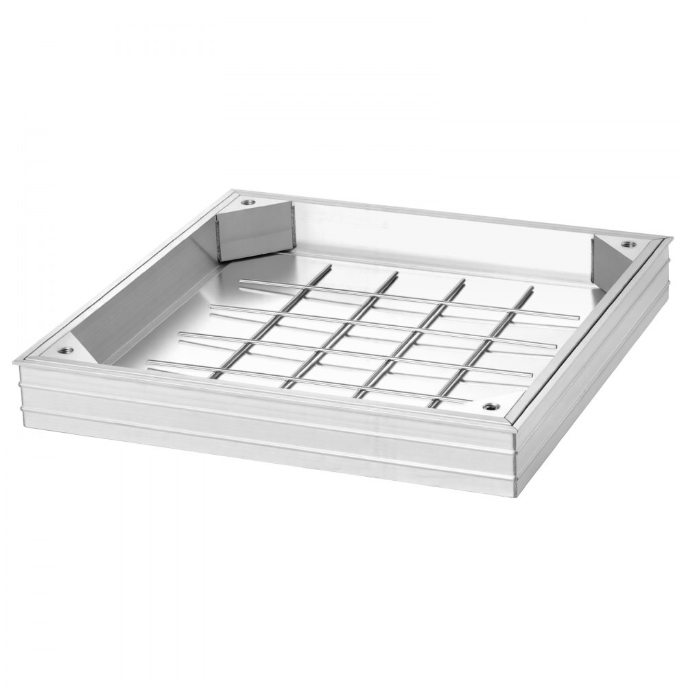 VEVOR Manhole Cover with Frame, 400 x 400mm Invisible Recessed Septic Tank Access Covers, Aluminum Alloy Embedded Drain Channel Inspection Cover for Pavements Gardens Patios
