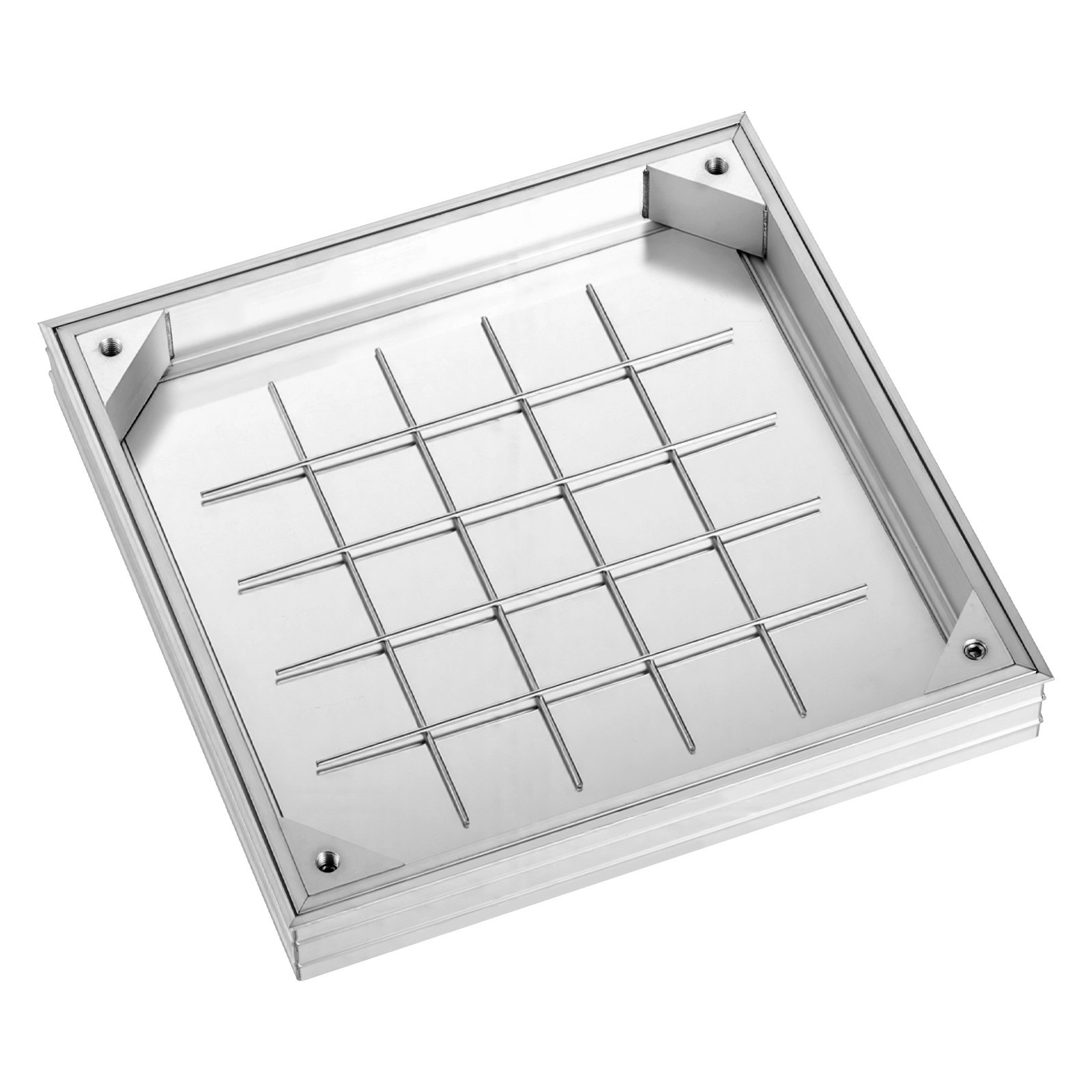 VEVOR Manhole Cover with Frame, 400 x 400mm Invisible Recessed Septic Tank Access Covers, Aluminum Alloy Embedded Drain Channel Inspection Cover for Pavements Gardens Patios