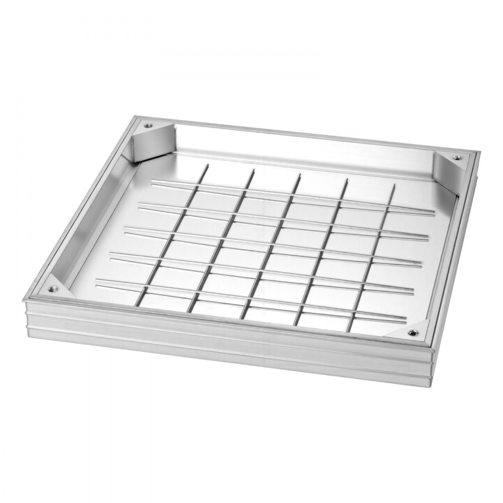 VEVOR Manhole Cover with Frame, 500 x 500mm Invisible Recessed Septic Tank Access Covers, Aluminum Alloy Embedded Drain Channel Inspection Cover for Pavements Gardens Patios