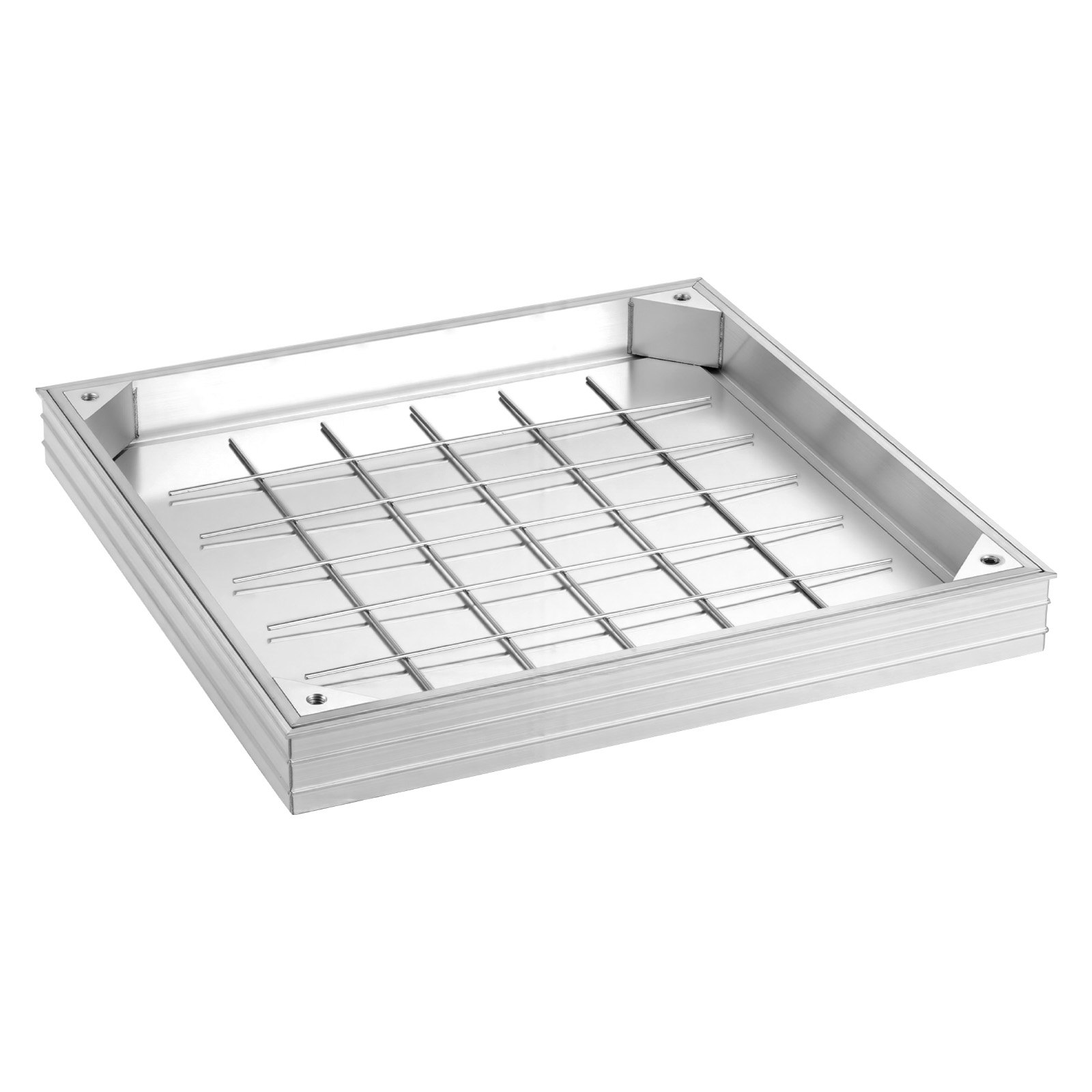 VEVOR Manhole Cover with Frame, 500 x 500mm Invisible Recessed Septic Tank Access Covers, Aluminum Alloy Embedded Drain Channel Inspection Cover for Pavements Gardens Patios