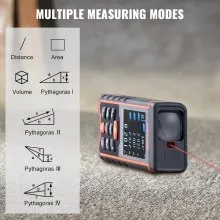 VEVOR Laser Measure, 328 ft, ±1/16'' Accuracy Laser Distance Measure with 100-Group Storage, ft/m/in/ft+in, 2.4'' Colorlit LCD Screen Laser Meter, Pythagorean Mode, Measure Distance, Area and Volume