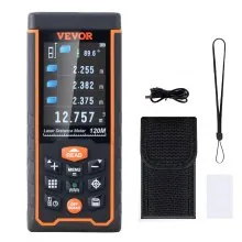 VEVOR Laser Measure, 400 ft, ±1/16'' Accuracy Laser Distance Measure with 100-Group Storage, ft/m/in/ft+in, 2.4'' Colorlit LCD Screen Laser Meter, Pythagorean Mode, Measure Distance, Area and Volume