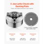 VEVOR 8 in 3-Jaw Self-Centering Lathe Chuck 2 1/4 in-8 Threaded Backing Plate