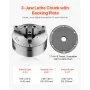 VEVOR 3-Jaw Lathe Chuck, 8 Inch (200 mm), Self-Centering Chuck with 2 1/4 in-8 Threaded Backing Plate, 0.16-7.87 in (4-200 mm) Clamping Range with T-wrench Screws, HT300 Material, for Wood Metal Lathe