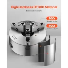8 Inch 3-Jaw Self-Centering Lathe Chuck with 2 1/4 in-8 Threaded Backing Plate