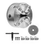 VEVOR 4-Jaw Lathe Chuck, 8 Inch (200 mm), Self-Centering Chuck with 1 1/2 in-8 Threaded Backing Plate, 0.16-7.87 in (4-200 mm) Clamping Range with T-wrench Screws, HT300 Material, for Wood Metal Lathe