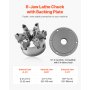 VEVOR 6-Jaw Lathe Chuck, 6 Inch (160 mm), Self-Centering Chuck with D1-4 Cam Lock Backing Plate, 0.12-5.71 in (3-145 mm) Clamping Range with T-wrench Screws, HT300 Material, for Wood Metal Lathe
