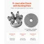 VEVOR 6-Jaw Lathe Chuck, 6 Inch (160 mm), Self-Centering Chuck with D1-4 Cam Lock Backing Plate, 0.12-5.71 in (3-145 mm) Clamping Range with T-wrench Screws, HT300 Material, for Wood Metal Lathe