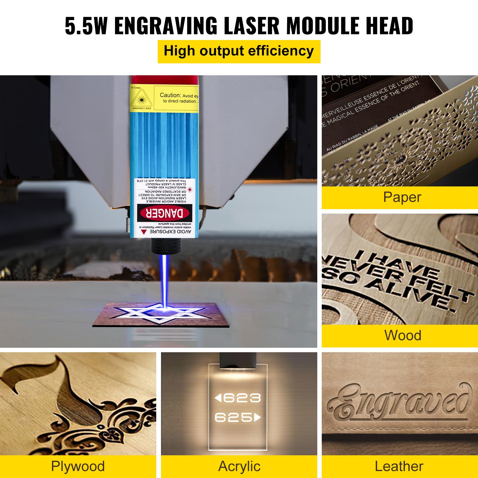Vevor Laser Module 5.5w,cnc Laser Module 445nm 12v Laser Wavelength Laser Head