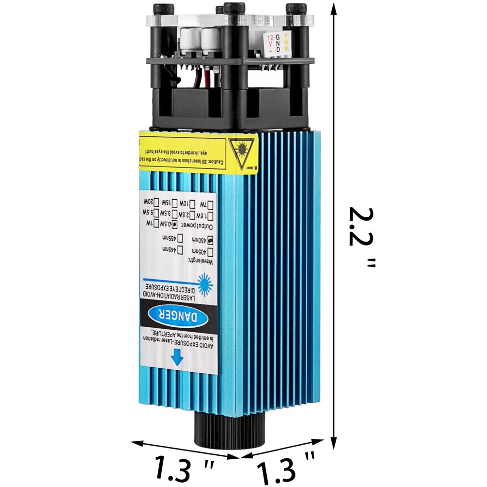 VEVOR 500mw Laser Module, CNC Laser Module 445nm Laser Wavelength 12V Laser Head