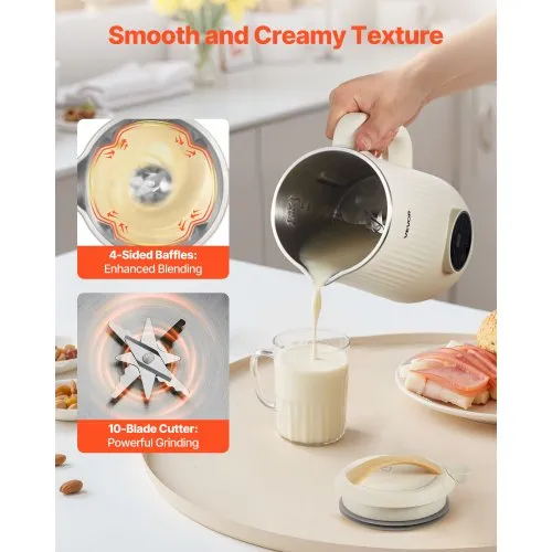 8-in-1 Nut Milk Maker, 34 oz Soy Milk Maker with 180W Blending, For Homemade Oat, Nut, Soy, Juice, Milkshake, Rice Cereal, Plant-Based Beverages with