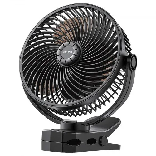 VEVOR Portable Rechargeable Clip Fan Usb 3 Speeds Circulation Mode Strong Airflow Sturdy Clamp Long Runtime Black